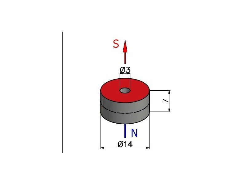 D14 x d3 x 7 / N35H - Neodímium mágnes (NdFeB)
