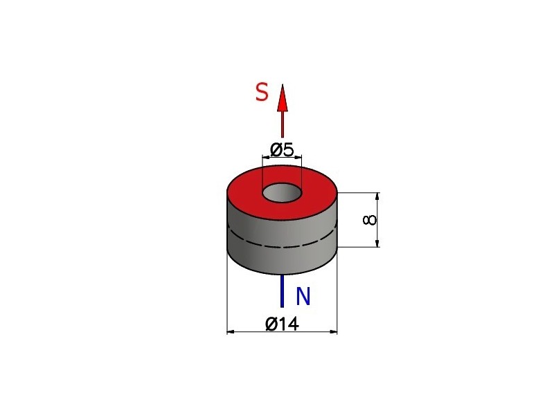 D14 x d5 x 8 / F30 - ferritmagnet