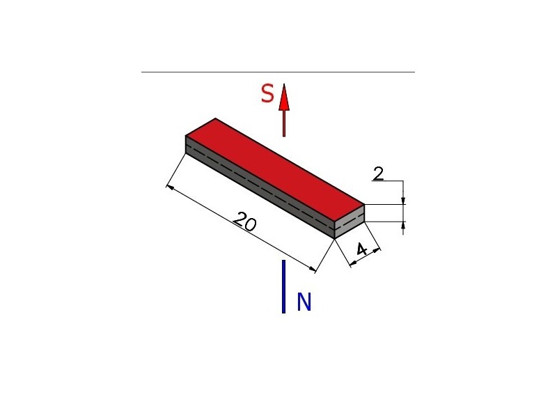 20 x 4 x 2 / N38 - Neodimov magnet (NdFeB)