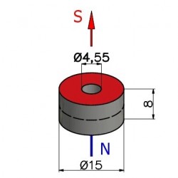 D15 x d4,55 x 8 / N38 - Neodym Magnet (NdFeB)