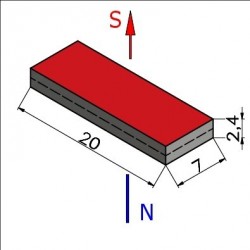 20 x 7 x 2,4 / N38 - Neodimyum mıknatıs (NdFeB)