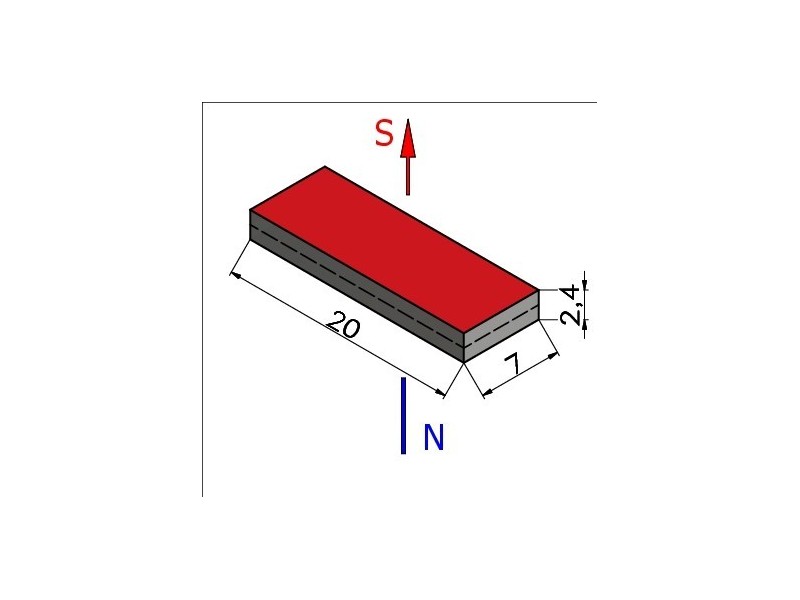 20 x 7 x 2,4 / N38 - Neodym Magnet (NdFeB)