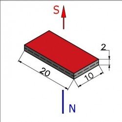 20 x 10 x 2 / N38 - Neodüüm magnet (NdFeB)