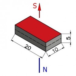 20 x 10 x 5 / N38H - Neodym Magnet (NdFeB)