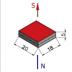20 x 18 x 5 / N38 - Neodimyum mıknatıs (NdFeB)