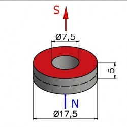 D17,5 x d7,5 x 5 / F30 - феритовий магніт