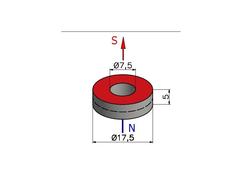 D17,5 x d7,5 x 5 / F30 - feritni magnet