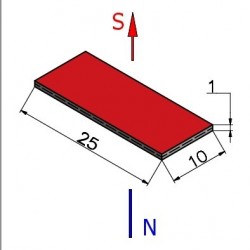25 x 10 x 1 / N38 - íman de neodímio (NdFeB)