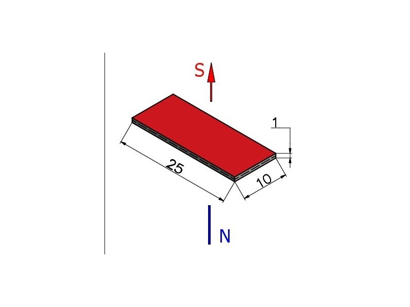 25 x 10 x 1 / N38 - Neodymmagnet (NdFeB)