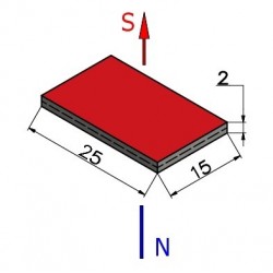 25 x 15 x 2 / N38 - неодимовий магніт (NdFeB)