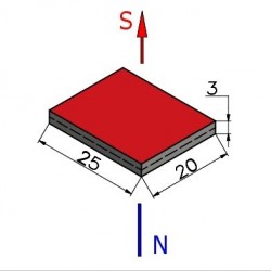 25 x 20 x 3 / N38 - Neodymium magneet (NdFeB)