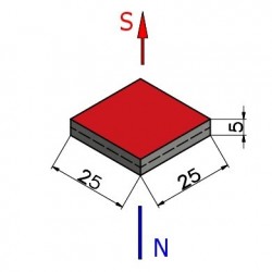 25 x 25 x 5 / N38 - Neodymový magnet (NdFeB)