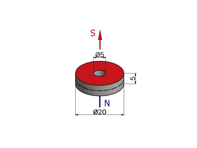 D20 x d5 x 5 / F30 - ferrit mıknatıs