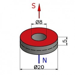 D20 x d8 x 5 / N38 - magnet de neodim (NdFeB)