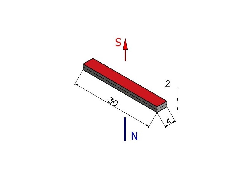 30 x 4 x 2 / N38 - magnet de neodim (NdFeB)