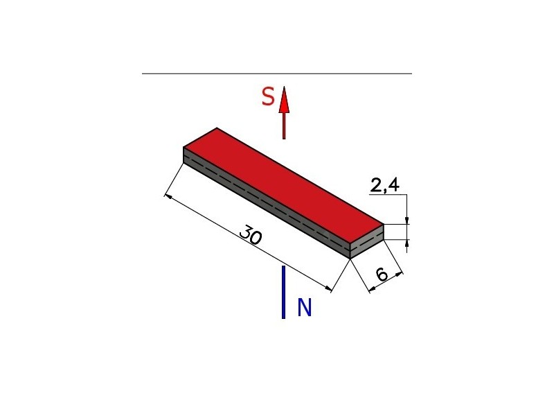 30 x 6 x 2,4 / N38 - íman de neodímio (NdFeB)