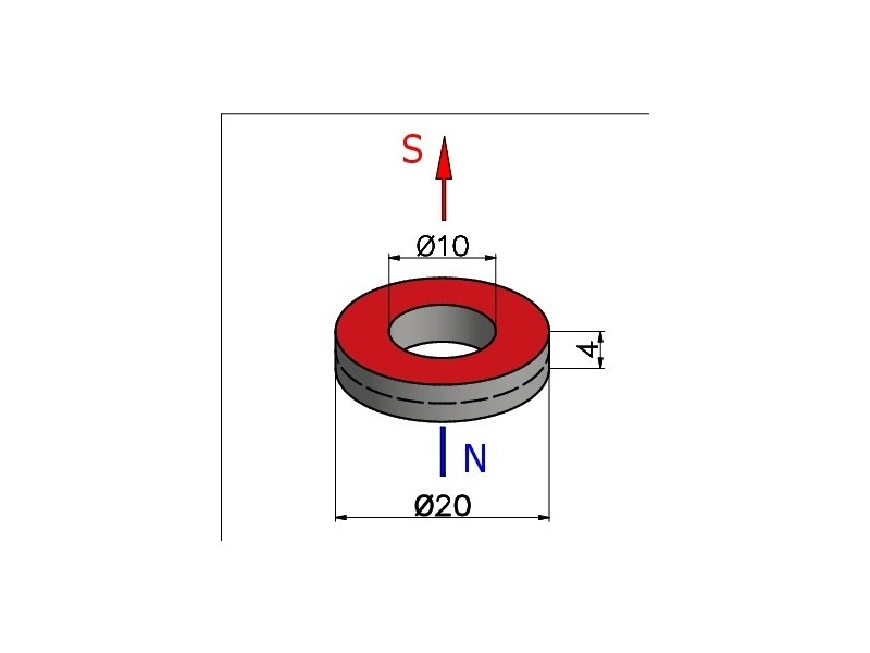 D20 x d10 x 4 / F30 - μαγνήτης φερρίτη