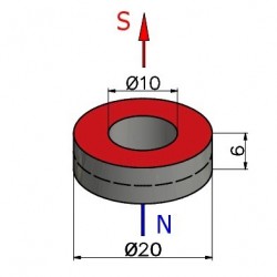 D20 x d10 x 6 / N38 - Neodimyum mıknatıs (NdFeB)