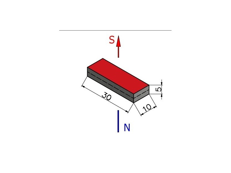 30 x 10 x 5 / N42 - Neodym Magnet (NdFeB)