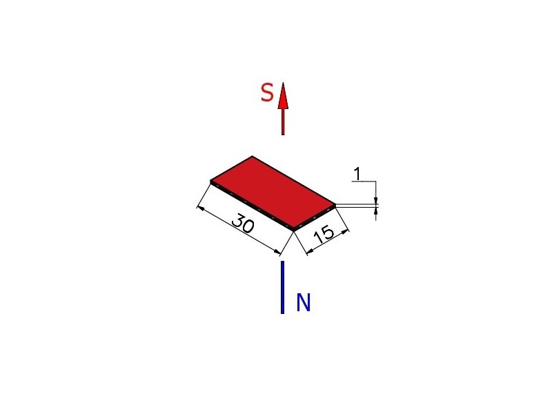 30 x 15 x 1 / N38 - Neodímium mágnes (NdFeB)