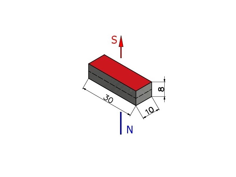 30 x 10 x 8 / N40H - Magnete al neodimio (NdFeB)