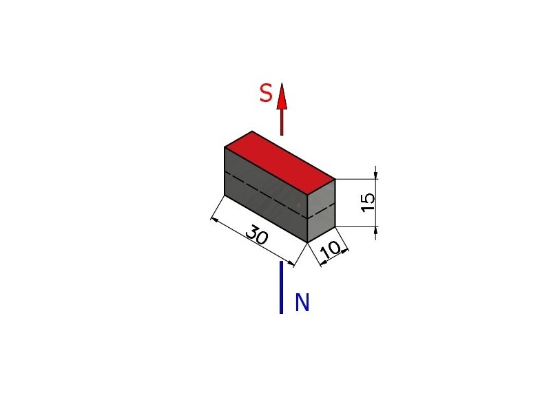 30 x 10 x 15 / N33SH - Neodymium magneet (NdFeB)