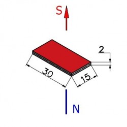 30 x 15 x 2 / N38 - íman de neodímio (NdFeB)