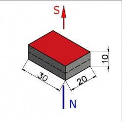 30 x 20 x 10 / N38 - Neodymmagnet (NdFeB)