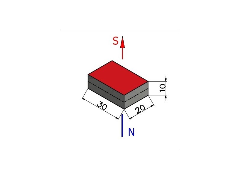 30 x 20 x 10 / N38 - Neodimov magnet (NdFeB)