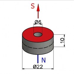 D22 x d6 x 10 / N38 - Neodym Magnet (NdFeB)