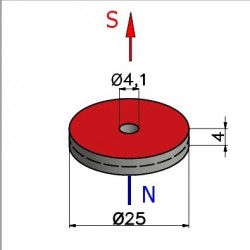 D25 x d4,1 x 4 / F30 - ferrite magnet