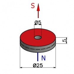 D25 x d5 x 5 / N38 - Neodymium magnet (NdFeB)