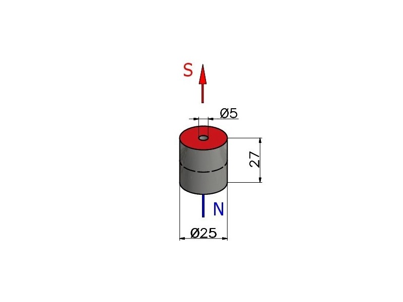 D25 x d5 x 27 / N38 - Neodym Magnet (NdFeB)