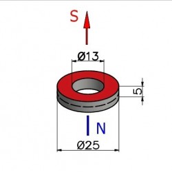 D25 x d13 x 5 / F30 - ferrite magnet