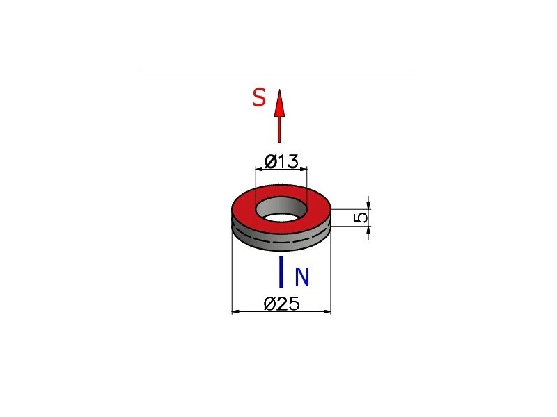 D25 x d13 x 5 / F30 - ferritmagnet