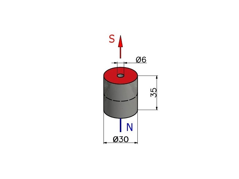 D30 x d6 x 35 / N38 - Neodymmagnet (NdFeB)