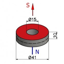 D41 x d15 x 10 / N38 - Neodimyum mıknatıs (NdFeB)