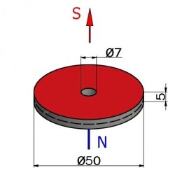 D50 x d7 x 5 / N38H - Neodymový magnet (NdFeB)
