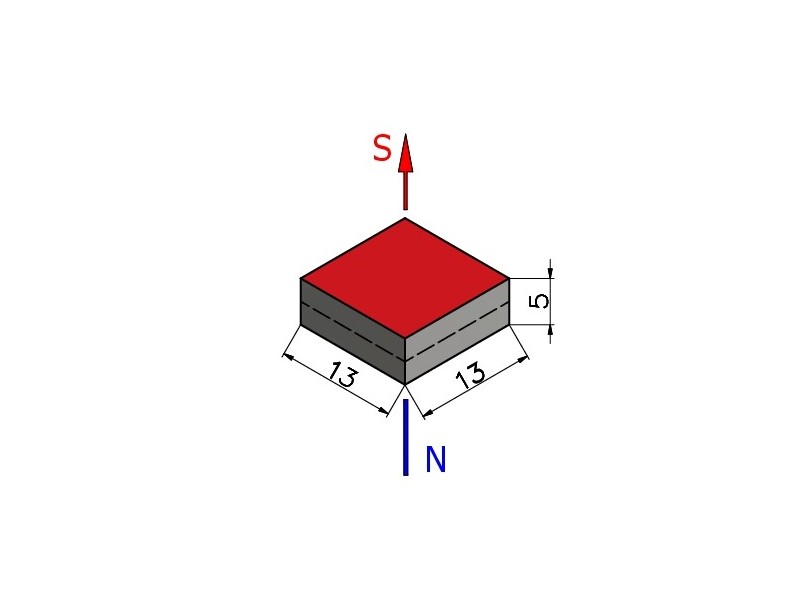 13 x 13 x 5 / N38 - Neodymový magnet (NdFeB)
