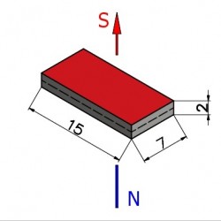 15 x 7 x 2 / N38 - Neodimyum mıknatıs (NdFeB)