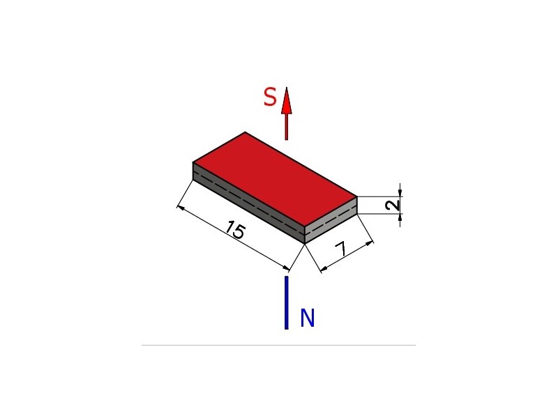 15 x 7 x 2 / N38 - Neodymium magnet (NdFeB)