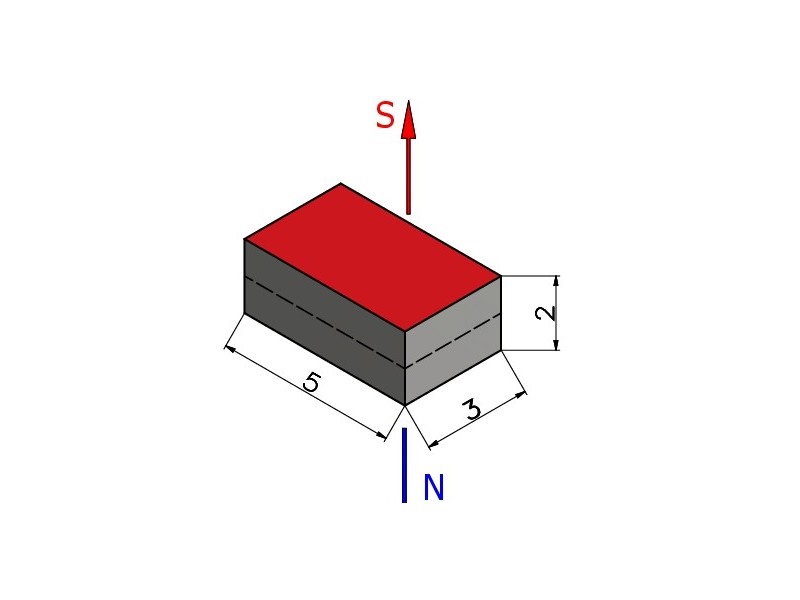 5 X 3 X 2 / N38 - Neodymium magnet (NdFeB)