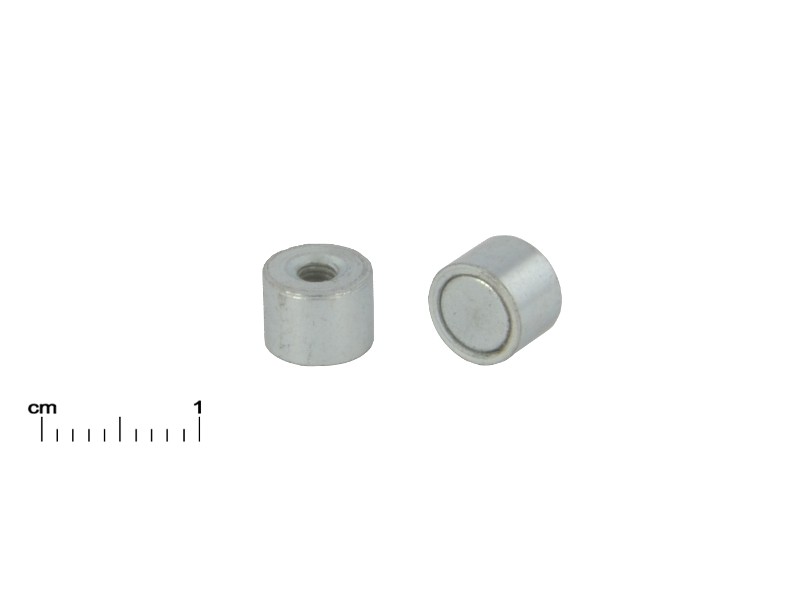 Íman, diâmetro 8 mm, rosca interna M3, altura 6 mm, neodímio
