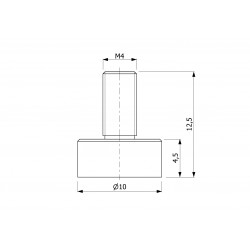 Magnet, priemer 10 mm, vonkajší závit M4, neodymový