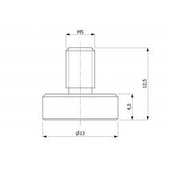 Magnet, diameter 13 mm, M5 external thread, neodymium
