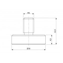 Magnet, Durchmesser 16 mm, Außengewinde M5, Neodym
