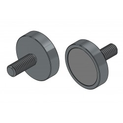 Magnet, diameter 20 mm, M5 udvendigt gevind, højde 18 mm, neodymium