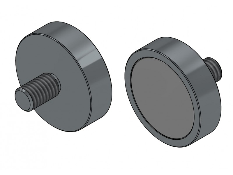 Magnet, diameter 25 mm, M6 external thread, neodymium