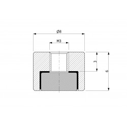 Aimant, diamètre 8 mm, filetage intérieur M3, hauteur 6 mm, néodyme