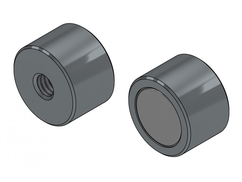 Magnet, diameter 12 mm, M4 indvendigt gevind, højde 8 mm, neodymium